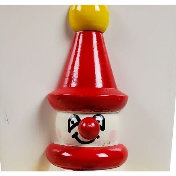 Circus Clown Bookends Yellow Red Childs Shelf Decor Novelty Unique Whimsical - Picture 3 of 8